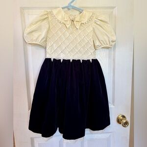 Girls Winter Formal Party Dress Velvet Navy Christmas Dress Holiday Dress Blue 6